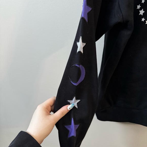 Sanrio Chococat Celestial Black Cat Ears Moon Stars Zip Up Hoodie Size 2X💜 - Picture 4 of 6